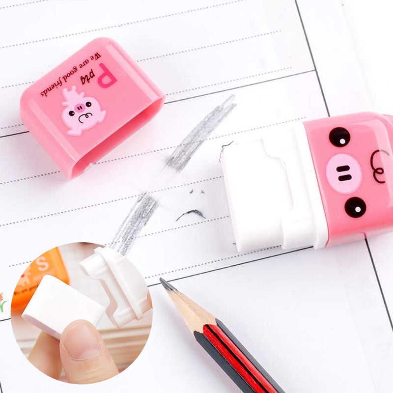 Apol 6 Pcs Cute Pencil Eraser, Cartoon Animal Themed Roller Colorful Rectangle Eraser, Pencil Rubber Erasers for Kids School Office Supply Stationery - Image 5